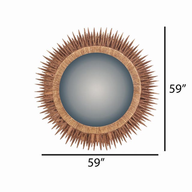 2000 - 2009 Large Rose Gold Pink Glass Sunburst Convex Mirror in the Manner of Line Vautrin's "Soleil À Pointes" Design. For Sale - Image 5 of 8