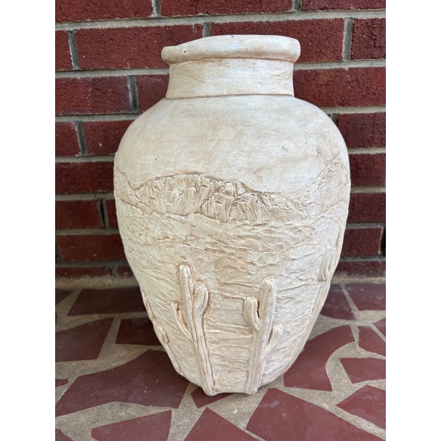 1980s 1980s Southwestern Cactus Plaster Floor Vase For Sale - Image 5 of 10
