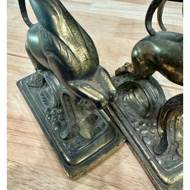Metal 1930s Art Deco Cast Iron Leaping Gazelle Bookends by Littco - A Pair For Sale - Image 7 of 12