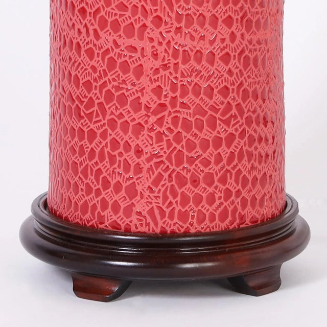 Late 20th Century Pair of Mid-Century Faux Alligator Table Lamps For Sale - Image 5 of 6