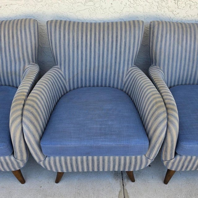 Mid-Century Modern 1950s MCM Edward Wormley Gio Ponti Style Armchairs Set of 4 For Sale - Image 3 of 18
