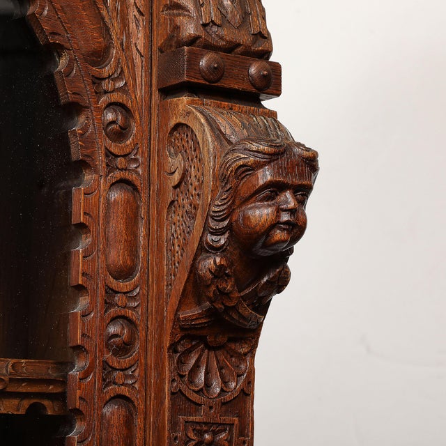 Brown Antique Jacobean Carved Oak Cabinet For Sale - Image 8 of 12
