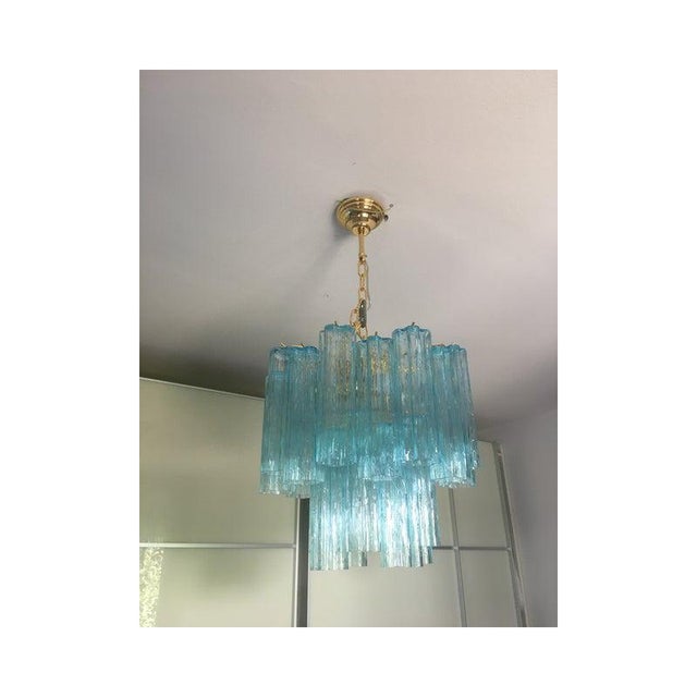Chandelier Murano Glass Tronchi Like Venini Style in Pink Color Metal frame gold 24 Diameter 50 cm = 19,7” Height 40 cm =...