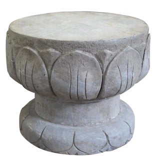 Chinese Lotus Leave Stone Garden Stool For Sale