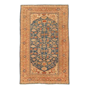 Antique Persian Sultanabad Handmade Oriental Light Blue & Terracotta Rug