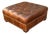 1990s Hancock & Moore Tufted Whiskey Brown Chesterfield Style Square Ottoman Coffee Table For Sale