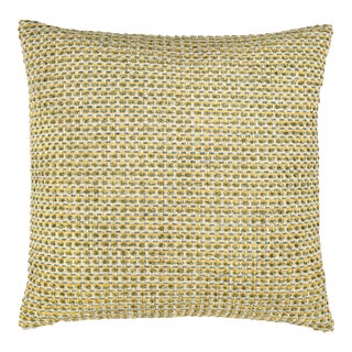The House Of Scalamandré Heatherton Square Pillow In Lemon For Sale