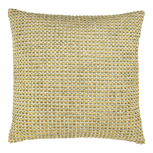 The House Of Scalamandré Heatherton Square Pillow In Lemon For Sale