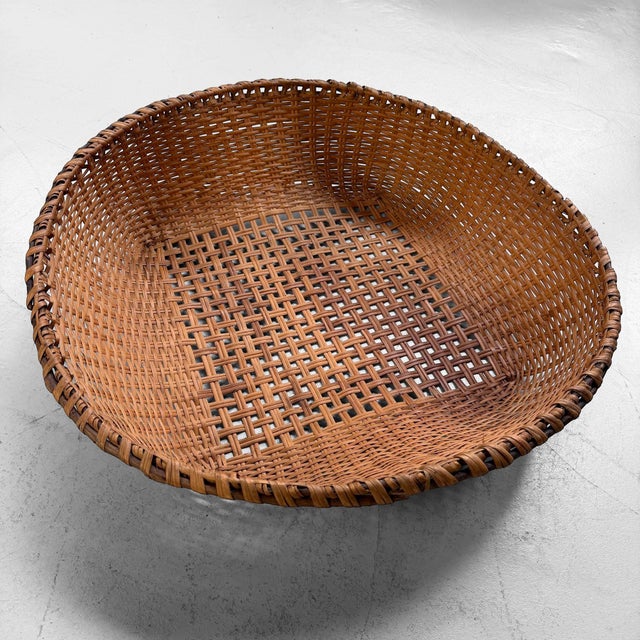 Contemporary Vintage Japanese Bamboo Basket, 1970s For Sale - Image 3 of 12