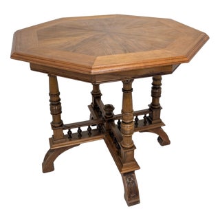 Antique 19th Century Eclectic Octagonal Table in Walnut For Sale