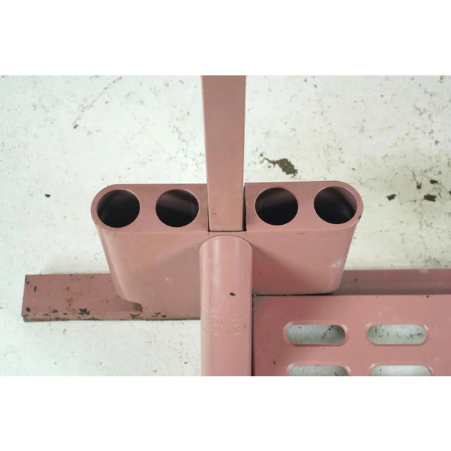Dark Pink Vintage Industrial Steel Gingher Commercial Coat Rack For Sale - Image 8 of 12