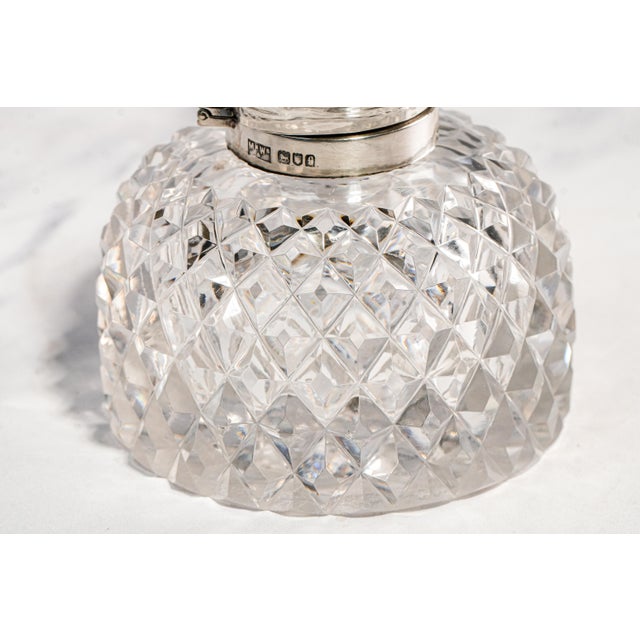 Nice Large Mappin & Webb Antique Sterling Silver Cut Crystal Hobnail Inkwell English Edwardian Desk Home Decor For Sale - Image 10 of 16