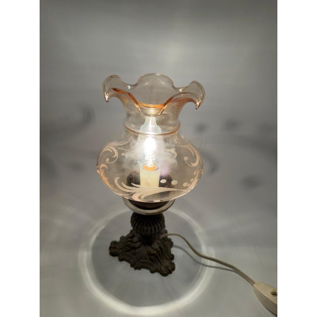 Table Lamp with Cast Brass Base and Glass Shade For Sale - Image 4 of 16
