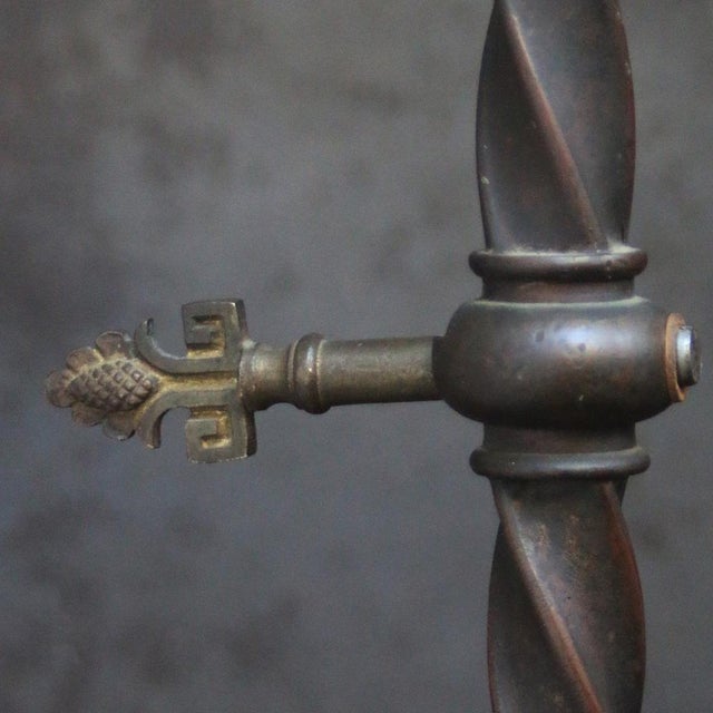 Gray Art Nouveau Brass, Iron and Clear Cut Glass Flush Mount For Sale - Image 8 of 12