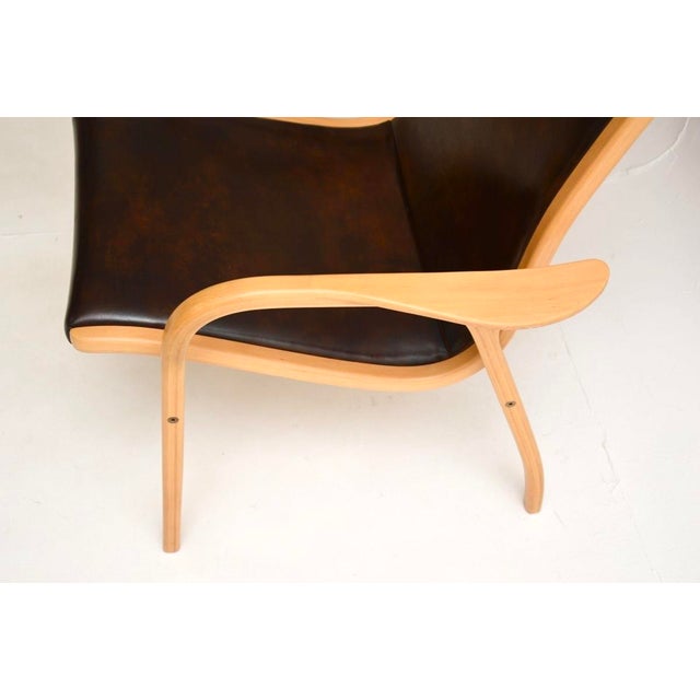 Vintage Swedish Leather Lamino Armchairs attributed to Yngve Ekström for Swedese, 1970s, Set of 2 For Sale - Image 10 of 11