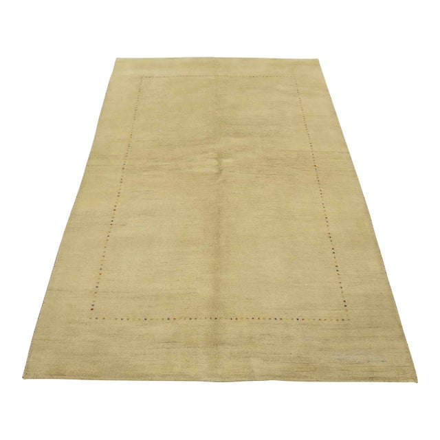 Gabbeh Rug 5’5” X 7’8” Beige Wool Contemporary Hand-Knotted Area Carpet For Sale