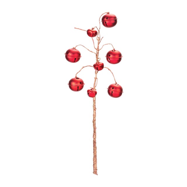 Add a touch of rustic charm to your holiday decor with this set of Red Sleigh Bell Sprays. Designed with a festive red hue...