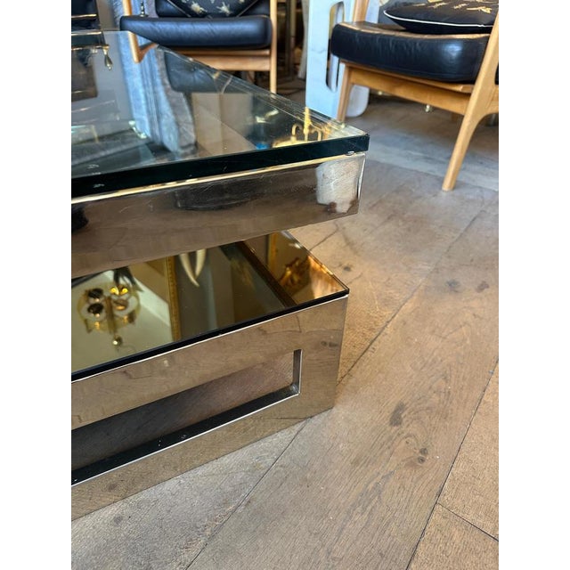 1980s Vintage Gold Plated Two-Tier Coffee Table from Belgo Chrome, 1980 For Sale - Image 5 of 18