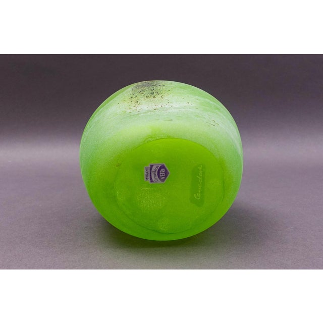 Green Vintage Mid-Century Cenedese Signed Vetri Murano Italian Scavo Glass Vase For Sale - Image 8 of 8