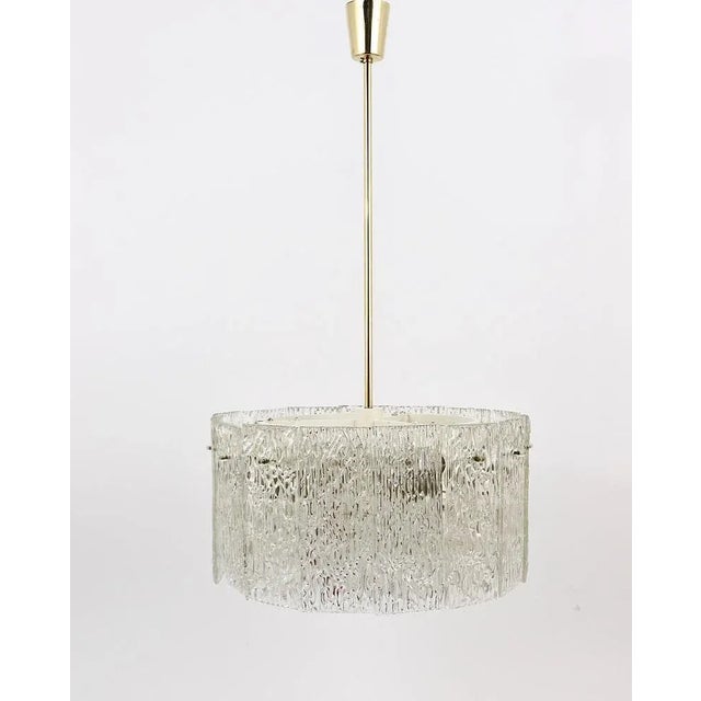 Mid-Century Brass and Textured Glass Ceiling Lamp attributed to J. T. Kalmar for Kalmar, 1960s For Sale - Image 6 of 13