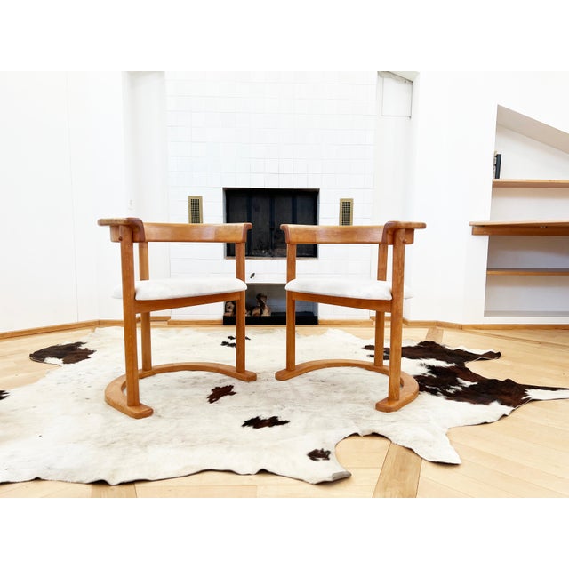 1970s Round Post Modern Brutalist MCM Beech Dining Table + 6 Chairs, 9 Pcs Set For Sale - Image 16 of 16