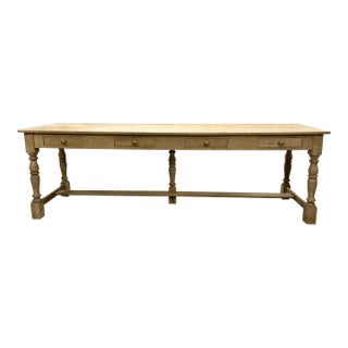 Vintage Refectory Table With Drawers For Sale