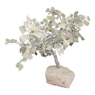 Vintage Prehnite Crystal Tree, Cluster Gemstone Tree For Sale