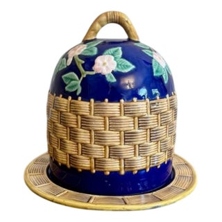 Antique Victorian Majolica Cheese Dish, 1880 For Sale