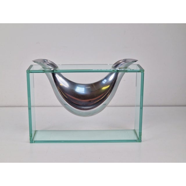 Art Vase in Aluminum and Glass attributed to Lisa Mori, Italy, 1980s, Set of 4 For Sale - Image 16 of 18
