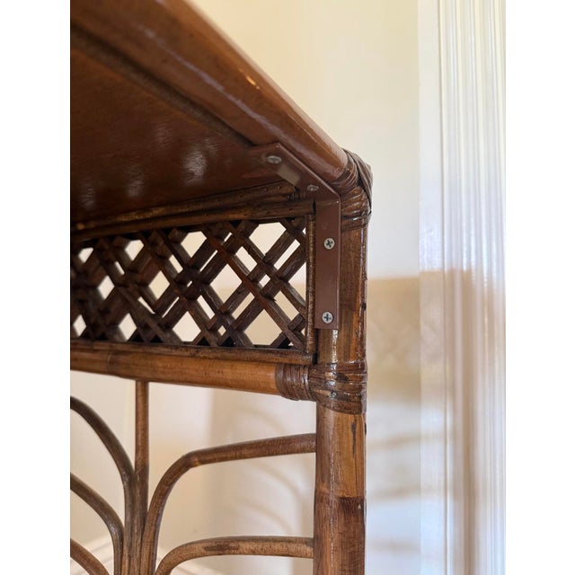 1950s 1950s Burnt Bamboo Side Table For Sale - Image 5 of 6