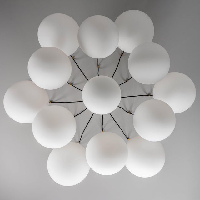Schwung Globe Chandelier, 13-Light, Spider Web Form, Brass — Lbb, Black Gunmetal, Polished Nickel For Sale - Image 11 of 12