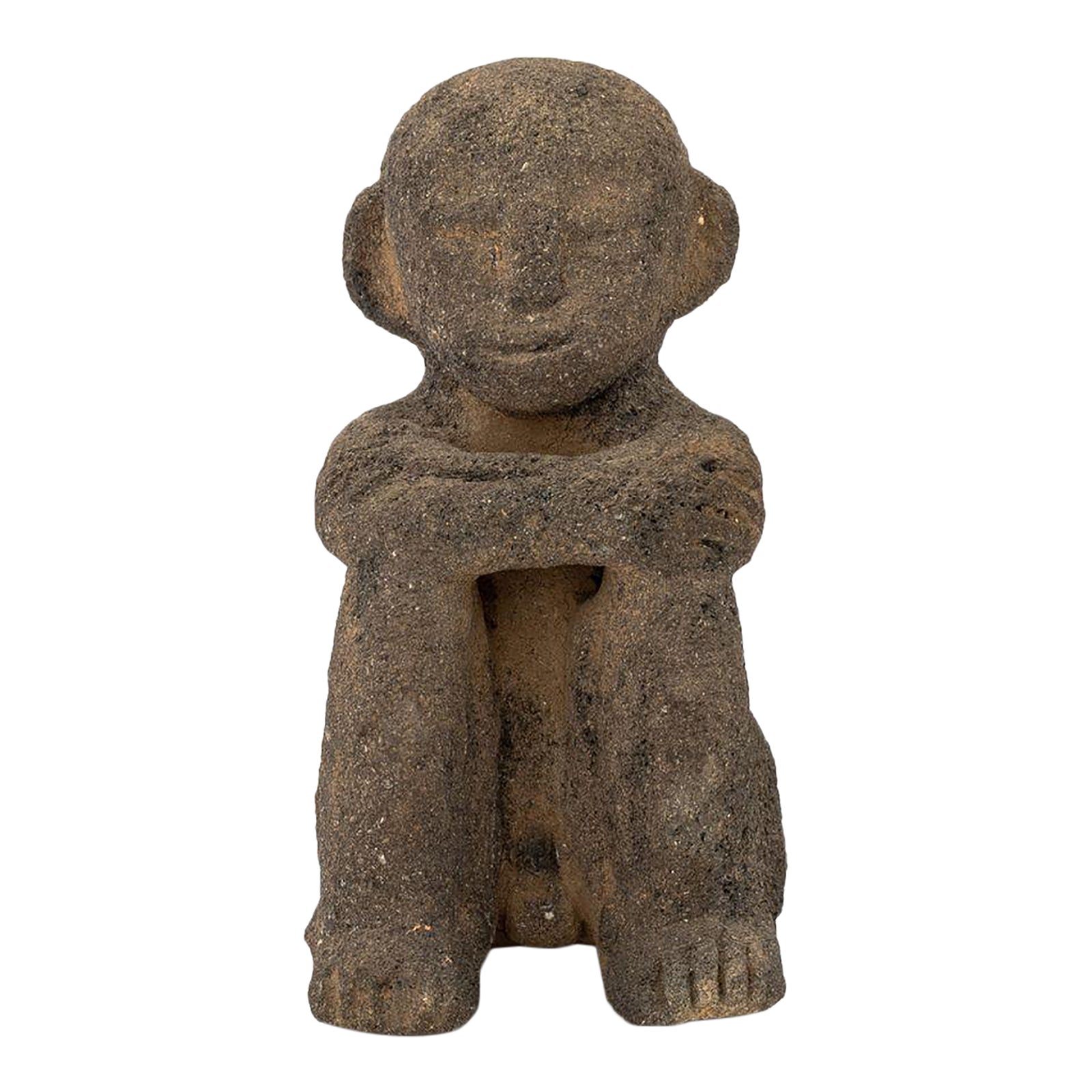 Costa Rican Seated Figure Volcanic Stone Sculpture | Chairish