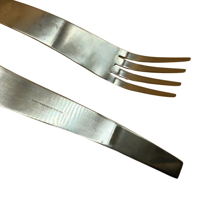 Contemporary Vintage 1993 Kam Yamazaki Sculptural Stainless Steel Serving Utensils – Japan, Set of 2 For Sale - Image 3 of 3