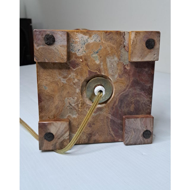 Vintage Banded Onyx Marble Urn Table Lamp With Stone Finial For Sale - Image 10 of 13