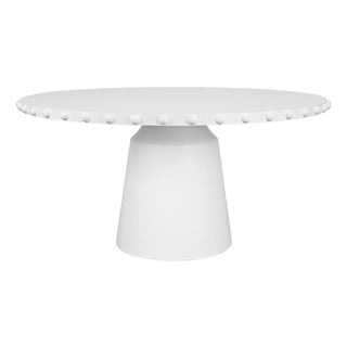 Matthew Izzo Home Lucian Round Matte White Lacquer Dining Table For Sale