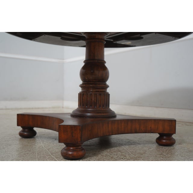 1990s Maitland Smith Round Mahogany Leather Top Center Table For Sale - Image 9 of 18