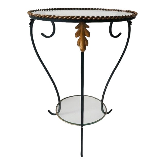 Mid-Century Wrought Iron and Glass Plant Table, 1960s For Sale