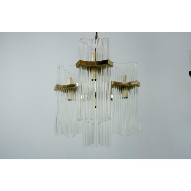 1970s Brass and Glass Chandeliers by Gaetano Sciolari, Italy, 1970s, Set of 2 For Sale - Image 5 of 18
