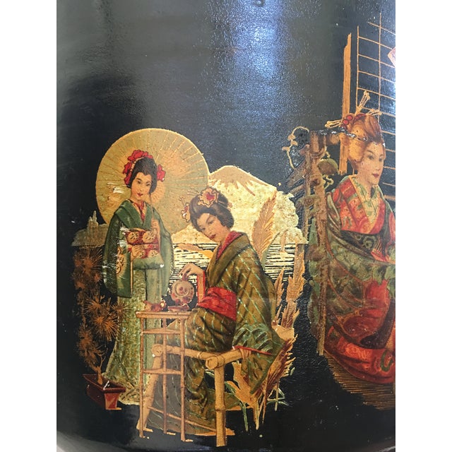 Pair of Large Chinoiserie Style Urns or Vases on Pedestals of Glazed Terracotta For Sale - Image 4 of 8