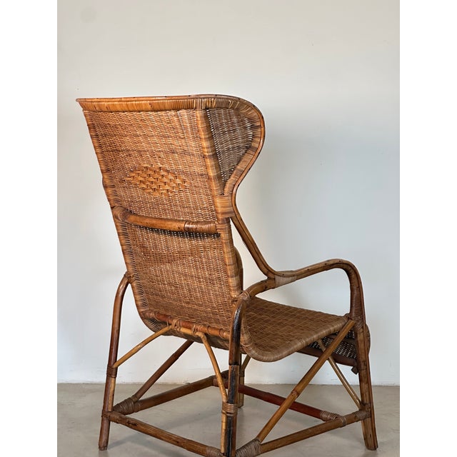 Wicker and Bamboo Armchair, 1970s For Sale - Image 10 of 18
