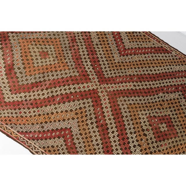 Mid 20th Century Handwoven Large Concentric Diamond Tribal Rug For Sale - Image 9 of 10