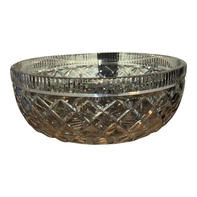 Glass Waterford Killeen Diamond Cut Crystal Bowl - Large 9.75" Centerpiece For Sale - Image 7 of 7