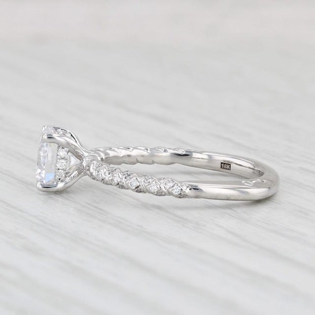 Modern A Jaffe Round Semi Mount Diamond Engagement Ring 18k White Gold Size 6 For Sale - Image 3 of 8