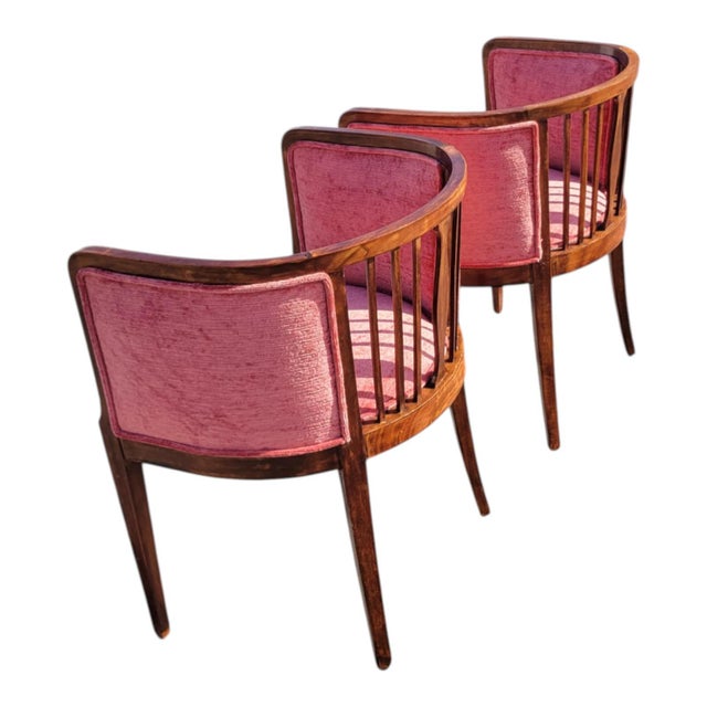 Pair 1920s English Edwardian Inlaid Mahogany Tub Club Chairs Newly Upholstered For Sale - Image 18 of 18