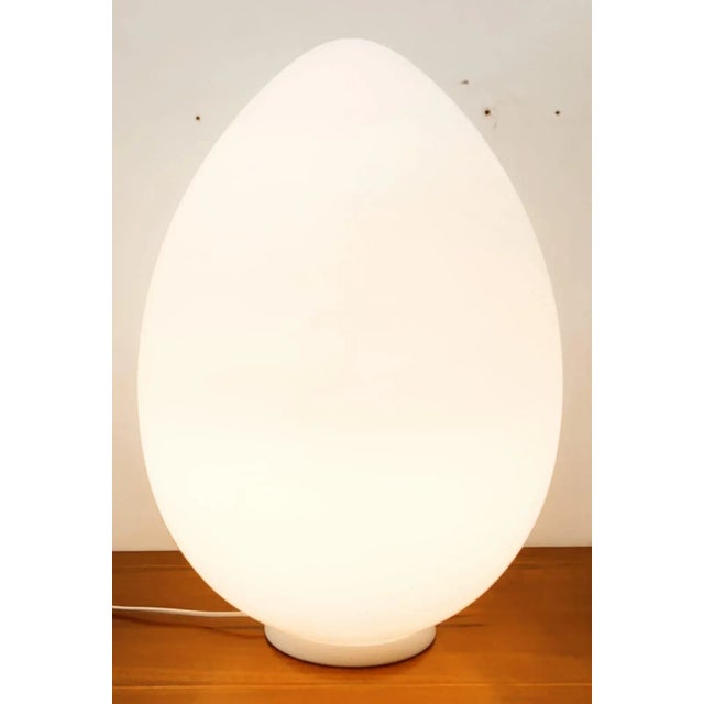 Glass White Murano Egg Table Lamp For Sale - Image 7 of 9