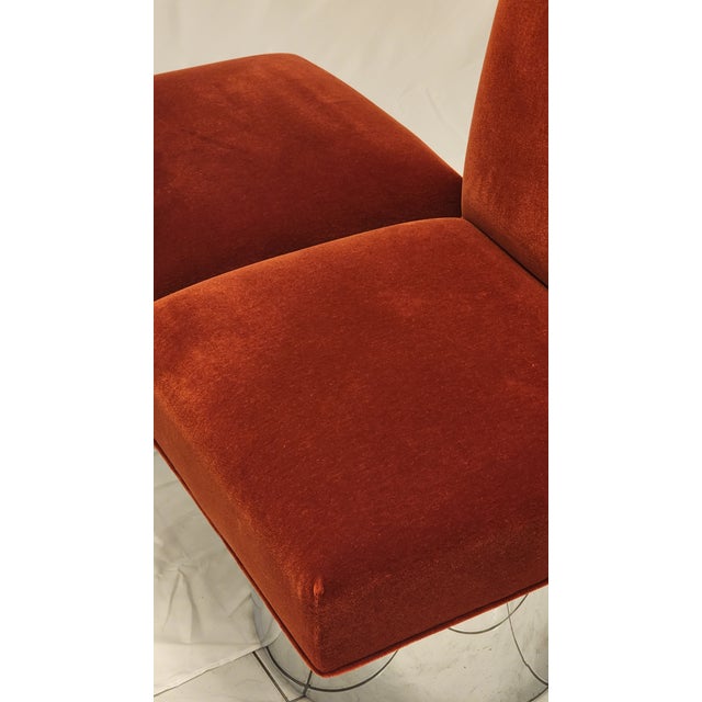 Burnt Orange Post-Modern Mohair Swivel Chairs With Chrome Base - Set of 2 For Sale - Image 8 of 10