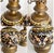 Metal Antique Gien Faience Oil Lamp Bases Converted to Table Lamps, Renaissance Décor on Black - A Pair For Sale - Image 7 of 10