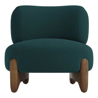 Modern Tobo Armchair in Fabric Boucle Night Blue and Smoked Oak by Collector Studio For Sale