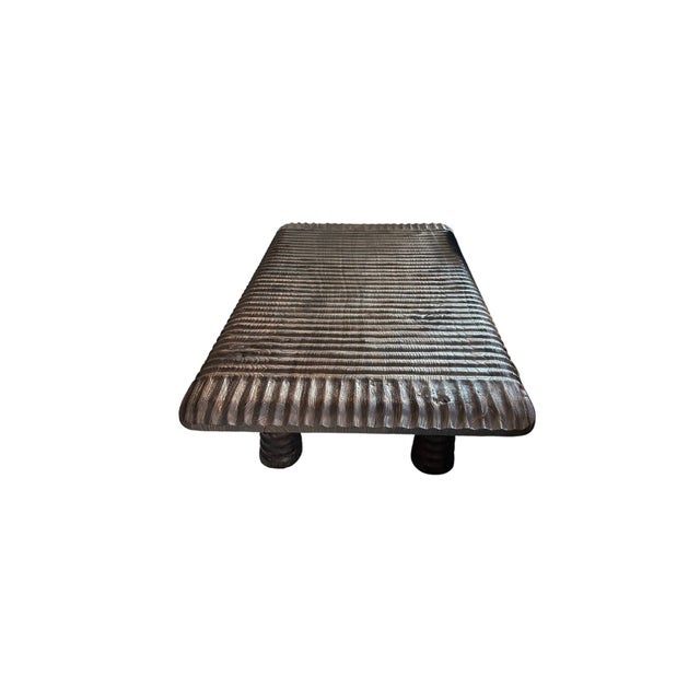 Solid Teak Wood Table, Modern Organic, Wood Textures, Burnt For Sale - Image 4 of 8