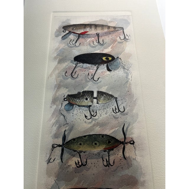 Contemporary Contemporary Fishing Lures Hand Colored Etching Art Print For Sale - Image 3 of 4